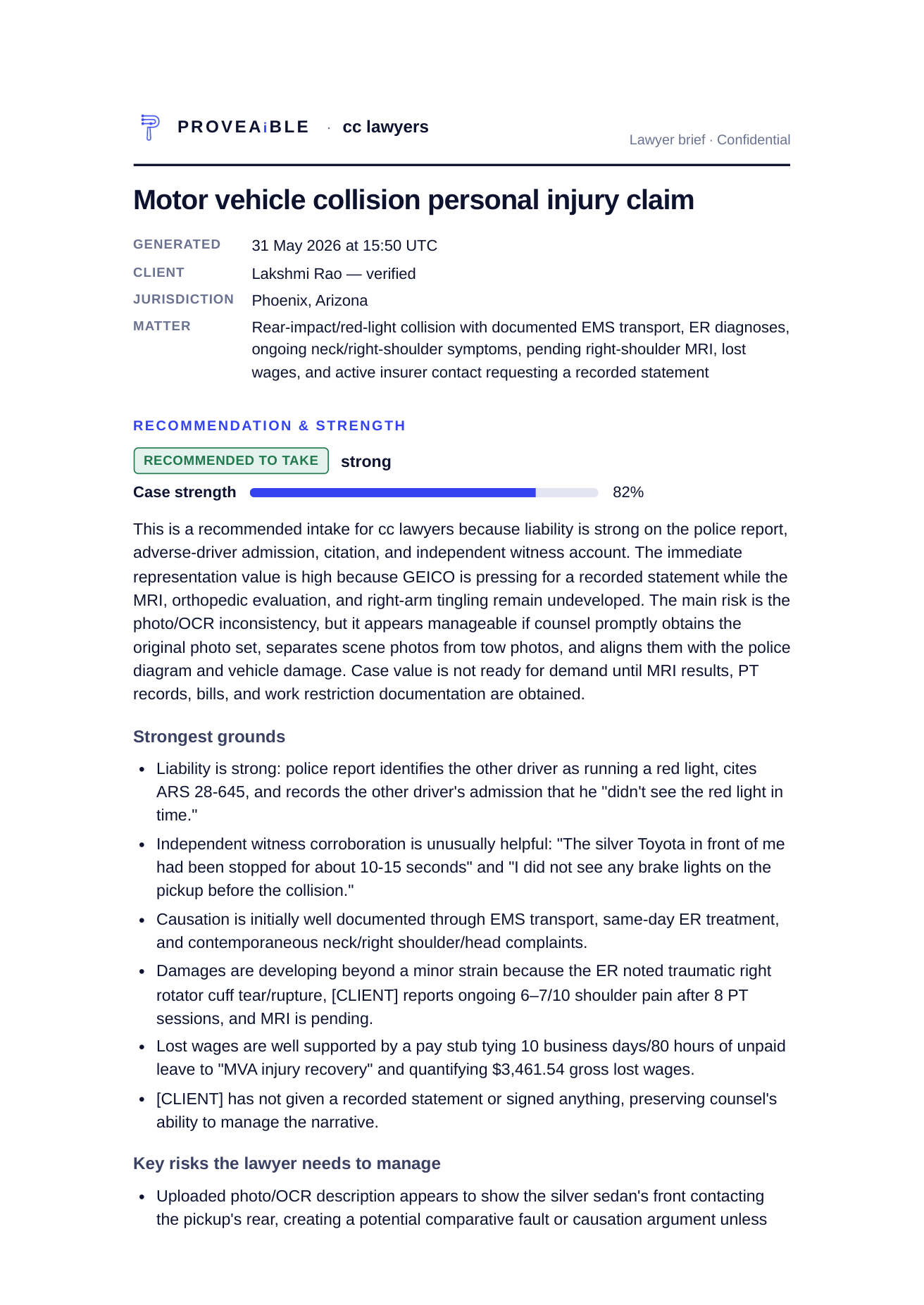 Personal-injury matter file