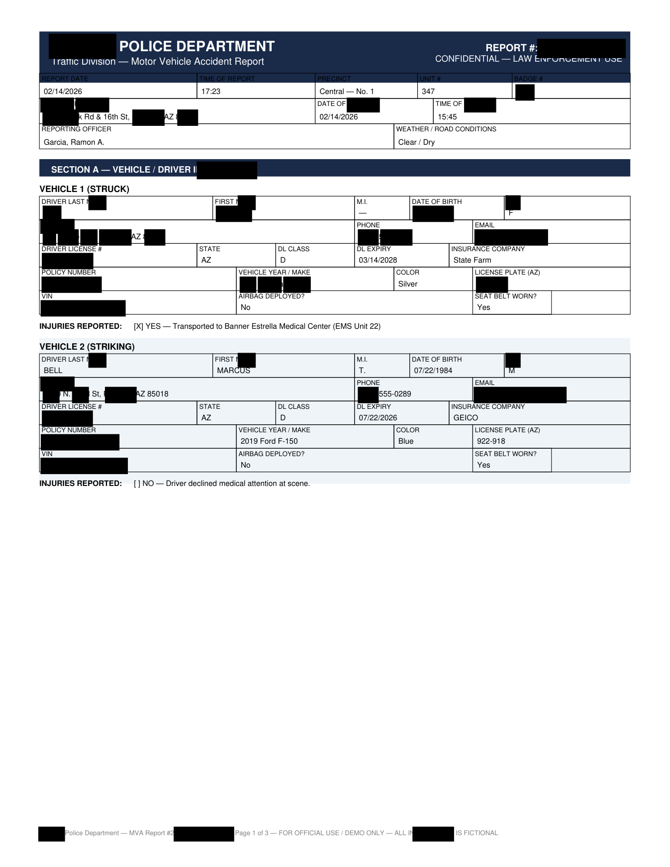 Redacted police report