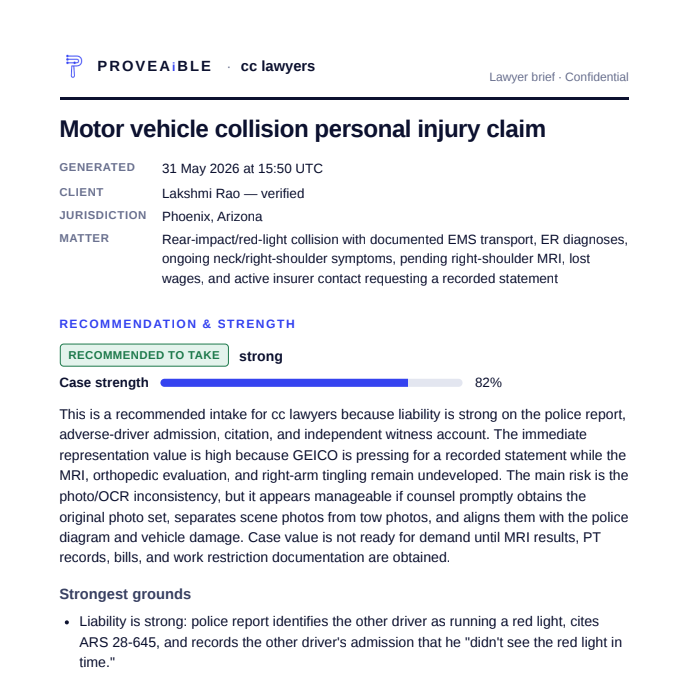 Personal-injury matter file